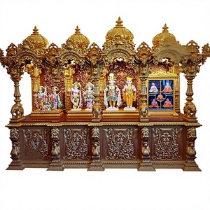 Templo Tradicional de Madera de Teca India con Tallado de Pavo Real, Mandir Hecho a Mano de Primera Calidad para Decoración de Sala de Pooja - Product Image 3