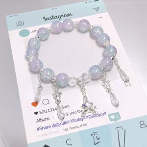 Pulsera de Cuentas de Cristal Fantasía Popcorn con Dije de Máscara de Zorro Flor de Melocotón, para Niñas, Mujeres, Estudiantes, Pulseras de la Amistad, Regalo de Joyería - Product Image 5