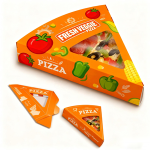 Emballage pour tranche de pizza individuelle à deux niveaux en forme de <span class=keywords><strong>triangle</strong></span> de 9 pouces, boîte à tranche de pizza individuelle en papier artisanal personnalisée - Product Image 1
