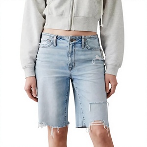 Women's <b>High</b> Waist Denim Shorts Custom Stretch Jean Shorts Casual Summer Fashion OEM ODM Private Label Manufacturer - Product Image 5