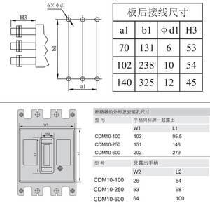 Interruptor Automático de Caja Moldeada Delixi CDM10-250T/3300, 200A/250A, Interruptor Principal Trifásico, Caja Moldeada Transparente - Product Image 5