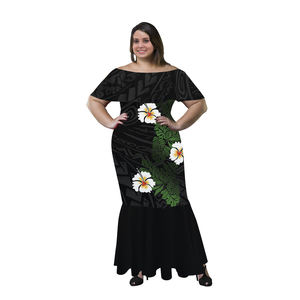 Vestido largo de noche con cola de pez polinesiano, prenda de corte sirena y trompeta ajustada, con hombros descubiertos, talla grande, venta al por mayor - Product Image 1