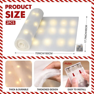 Rouleau de couverture de neige de Noël de 70x17.7 pouces <span class=keywords><strong>LED</strong></span> avec lumières, couverture de neige artificielle avec 100 cordes de lumière <span class=keywords><strong>LED</strong></span> - Product Image 2