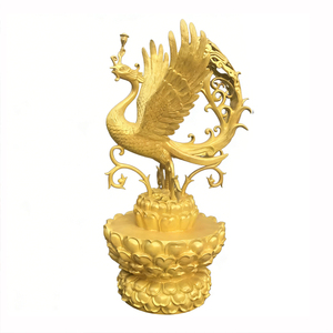 Sculpture d'extérieur réaliste abstraite de grande taille en fibre de verre et résine, statue de phénix rouge, de sirène ou de dragon - Product Image 5