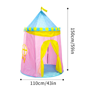 Carpa de juegos para niños de 150 cm de altura, diseño de castillo rosa y amarillo para niñas, carpas de juguete para interiores y exteriores - Product Image 1