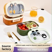 Boîte à lunch Bento isolée au micro-ondes à double couche Cartoon pour filles étudiantes et employés de bureau