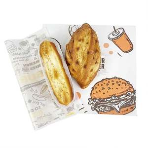 Emballage personnalisé pour hamburgers et sandwichs de restauration rapide, écologique et résistant à la graisse/huile, avec logo imprimé, qualité alimentaire pour l'utilisation avec du pain - Product Image 2