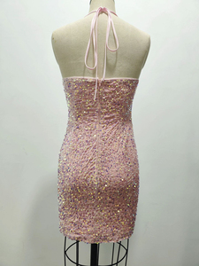 Vestidos de lentejuelas europeos y americanos para el verano con cuentas elásticas - perfectos para una reunión escolar, vestidos elegantes que exudan elegancia - Product Image 4