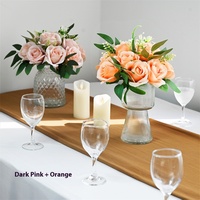 Arrangement de boule d'hortensia et de rose en soie à 12 têtes décor floral de colonne romaine élégante pour les mariages événements forestiers