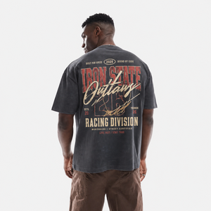 Camiseta con Estampado Personalizado, 300GSM, Algodón Grueso, Lavado Desgastado, Hombros Caídos, Corte Cuadrado, Camiseta Gráfica para Hombre - Product Image 1