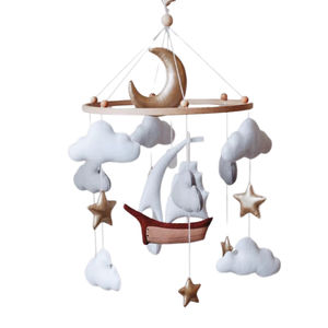 Juguete móvil de fieltro de animales salvajes para bebé, cuna móvil colgante con forma de León, nube, Luna, decoración para habitación de bebé - Product Image 1