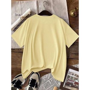 FOXA เสื้อยืดลายดอกไม้สีเหลืองสำหรับผู้หญิงแขนสั้นทรงหลวมเสื้อฤดูร้อนผ้าฝ้ายเจอร์ซีย์ระบายอากาศได้ดี - Product Image 3