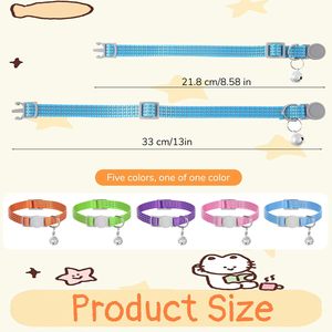 ปลอกคอแมวสะท้อนแสง Axafazup พร้อมกระดิ่ง ปรับขนาดได้ 7.9-13 นิ้ว สำหรับลูกแมว ลูกสุนัข ชุดปลอกคอไนลอนที่ปลอดภัย - Product Image 2
