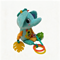Jouet hochet et anneau de dentition en peluche pour bébé, motif éléphant bleu, OEM, pendentif de poussette, porte-clés, couleur et logo personnalisables, vente en gros