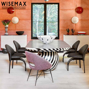 WISEMAX FURNITURE Nouvelle arrivée Table design unique texture rayée zèbre Décoration moderne d'hôtel et de restaurant Table à manger en bois - Product Image 2