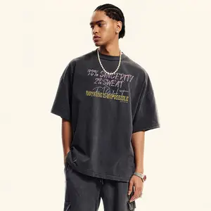 Hiphop Streetwear Oversized T-Shirt Voor Heren Op Maat Grote Maat Heren Drop Shoulder Dik Zwaargewicht Unisex Herenkleding 2024