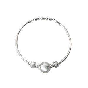S925 Sterling <b>Silver</b> <b>Beaded</b> Bangle Bracelet For Women Ball Shape Geometric Design Everyday Wear Jewelry - Product Image 5