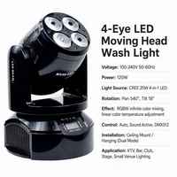 Mini projecteur LED à tête mobile 4 yeux 120W DMX512 RGBW Jisheng, revêtement poudré IP20 CRI 70 pour discothèque, KTV, bar, club, événement de danse