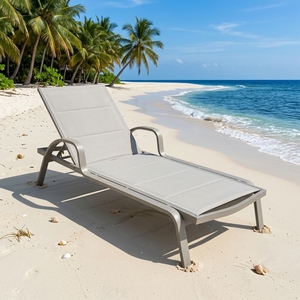 Chaise longue d'extérieur moderne à dossier croisé, structure en métal et bois <span class=keywords><strong>de</strong></span> teck avec coussin en oléfine <span class=keywords><strong>pour</strong></span> patio, <span class=keywords><strong>jardin</strong></span>, <span class=keywords><strong>piscine</strong></span> - Product Image 2