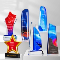 Trophée en cristal avec impression couleur personnalisée, plaque en verre gravée avec logo, trophée personnalisé pour entreprise