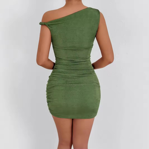 Nouvelle robe moulante décontractée pour femmes, été, sexy, épaules dénudées, sans manches, unie, teinte unie, en mousseline de soie, style européen - Product Image 3