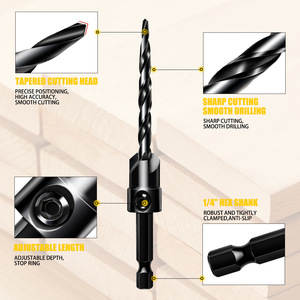 Countersink <b>Drill</b> <b>Bits</b> 15pcs S2 Steel 1/4 Hex Shank Adjustable Length For Household Drilling - Product Image 1