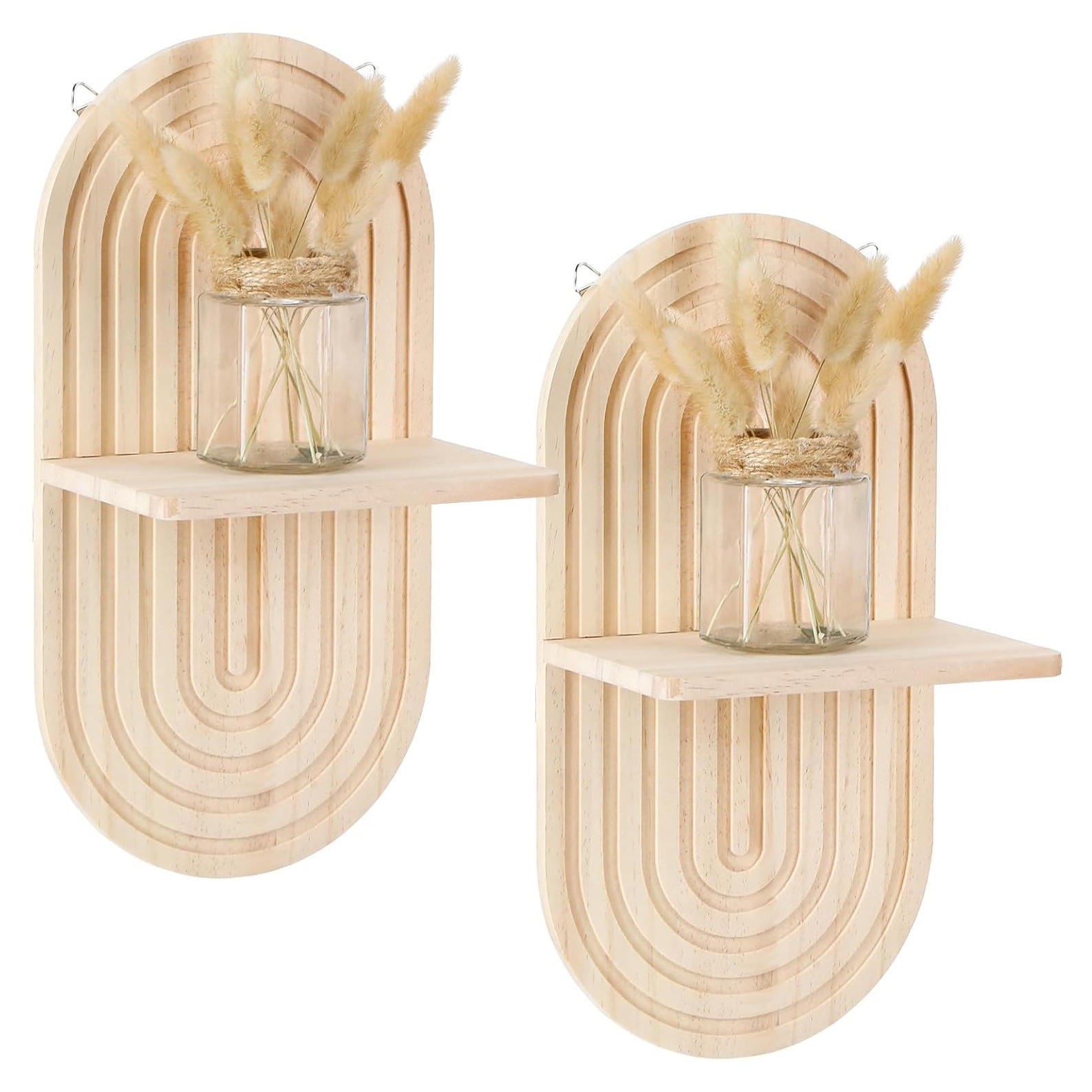 Khaki Oval 1-Tier Natural Wood