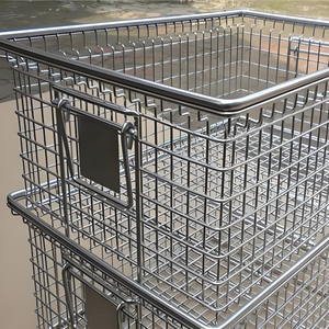 Panier de stérilisation en gabion d'acier inoxydable avec grille en treillis métallique à mailles carrées, plateau chirurgical plié - Product Image 4