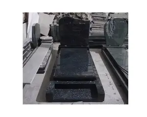 European Style Modern Design Black Marble Tombstone Granite Monuments and Graveheadstones Price Effective for Cemetery Use