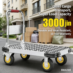 Multi-Use Steel <strong>Flat</strong> <strong>Cart</strong> with Folding Design - Portable Cargo Transport Trolley - Product Image 4