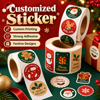 Autocollants cadeaux de Noël personnalisés de luxe, design Père Noël, renne, bonhomme de neige, étiquettes autocollantes pour emballages cadeaux de fêtes