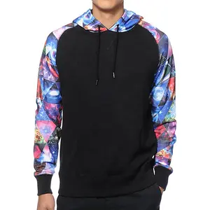 wholesale cheap men's printed hoodies raglan sleeves sublimated hoodie in top quality