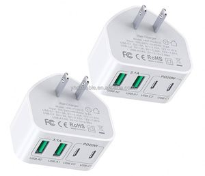 <b>USB</b> C Charger Block 40W 4-Port <b>USB</b> C Fast Charging Dual Port PD Power <b>Adapter</b>+QC Double Wall <b>Plug</b> Multiport Type C Charger - Product Image 2