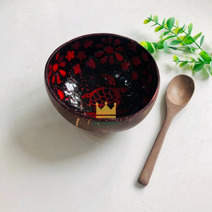 Premium Inlaid Mother of Pearl Coconut Bowls Natural Organic Vegan Salad Bowls Handcrafted Vietnamese <b>Lacquerware</b> - Product Image 4