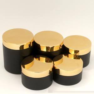 Pots de crème Pot de gommage corporel vide 100ml 120ml 150ml 200ml 250ml Couvercle argenté doré brillant Récipient cosmétique en plastique PET noir - Product Image 3