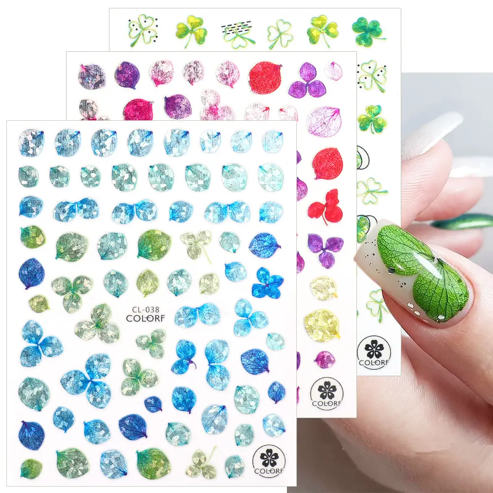Hot Sale Four Leaf Clover Nail Sticker New Leaves Decoration Self-adhesive Lucky Clover Laser Leaf Art Manicure Tools