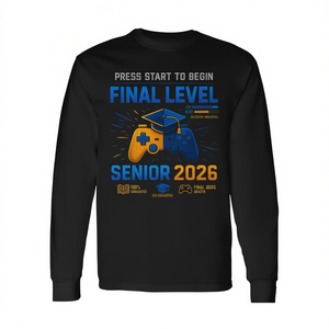 T-shirt a maniche lunghe Senior 2026 Gamer con stampa digitale girocollo unisex, design per la laurea di livello finale - Product Image 3