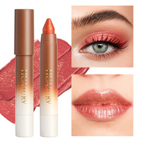 Crayon à lèvres pailleté 2 en 1 longue tenue HUASURV, hydratant, effet métallique, fard à paupières chatoyant, rouge à lèvres, vitamine E, 2,8 g