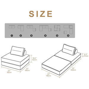 โซฟาเบดทรงสี่เหลี่ยมพับได้อเนกประสงค์ผ้าหุ้มขนาดเดี่ยวสำหรับห้องนอนห้องนั่งเล่นผู้ใหญ่เด็กสัตว์เลี้ยงใช้ได้ - Product Image 5