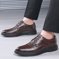 Chaussures en cuir pour hommes, en cuir de vachette pleine fleur sculpté, respirantes et imperméables, style business décontracté, élégantes, formelles britanniques