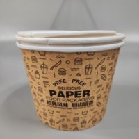 Bol alimentaire compostable en papier kraft avec couvercle, emballage jetable pour salades et soupes à emporter