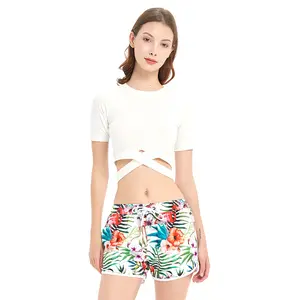 Sublimazione per ragazze stampa digitale a 4 vie con coulisse in vita costume da bagno pantaloni da spiaggia Surf Board Short per le donne