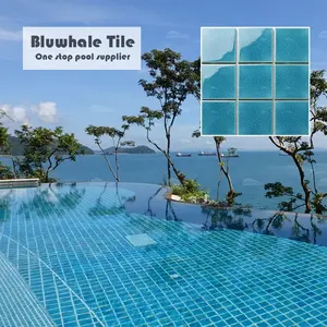 Bluwhale一站式供应商100x100mm毫米泳池瓷砖釉面裂纹马赛克泳池瓷砖大尺寸陶瓷方形泳池瓷砖