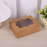 Vente en gros Boîte à gâteaux pour traiteur, pâturage, desserts, boulangerie, grande boîte de pique-nique à emporter, sandwich, emballage alimentaire, boîte-cadeau kraft avec fenêtre