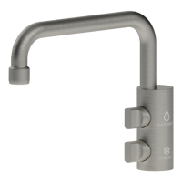 Robinet d'évier de cuisine sous fenêtre Napoli en acier inoxydable, modèle minimaliste d'origine italienne 331220-NK, double fonction