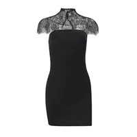 Robe moulante sans bretelles avec dentelle pour femme, design élégant, mode printemps, disponible en noir, tailles S à L, vente en gros