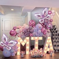 Chaîne de ballons papillon violets très tendance pour fête d'anniversaire, Saint-Valentin, demande en mariage, décoration de scène de mariage