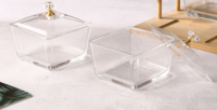 Set Mangkuk Kaca dengan Nampan Bambu dan Tutup Plastik, Set Mangkuk Sajian Modern untuk Camilan, Buah Kering, dan Kacang