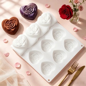 Moule à mousse en silicone alimentaire 15 cavités, motif cœur ou bourgeon de rose, pour la Saint-Valentin, outils de cuisine pour desserts - Product Image 2