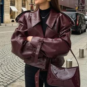 Blousons aviateur en similicuir 2026 pour femmes, veste courte tendance, streetwear, vêtements d'extérieur, veste à manches longues, manteaux pour femmes - Product Image 1
